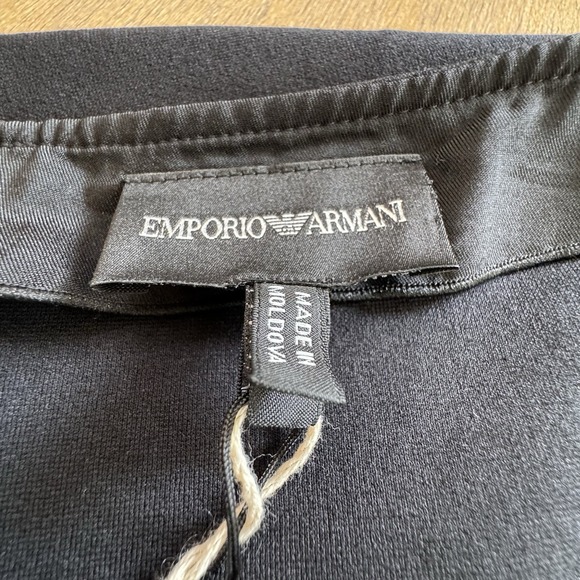 Emporio Armani Jersey Stretch Midi Pencil Skirt Size 2 Black Below Knee - Picture 5 of 16